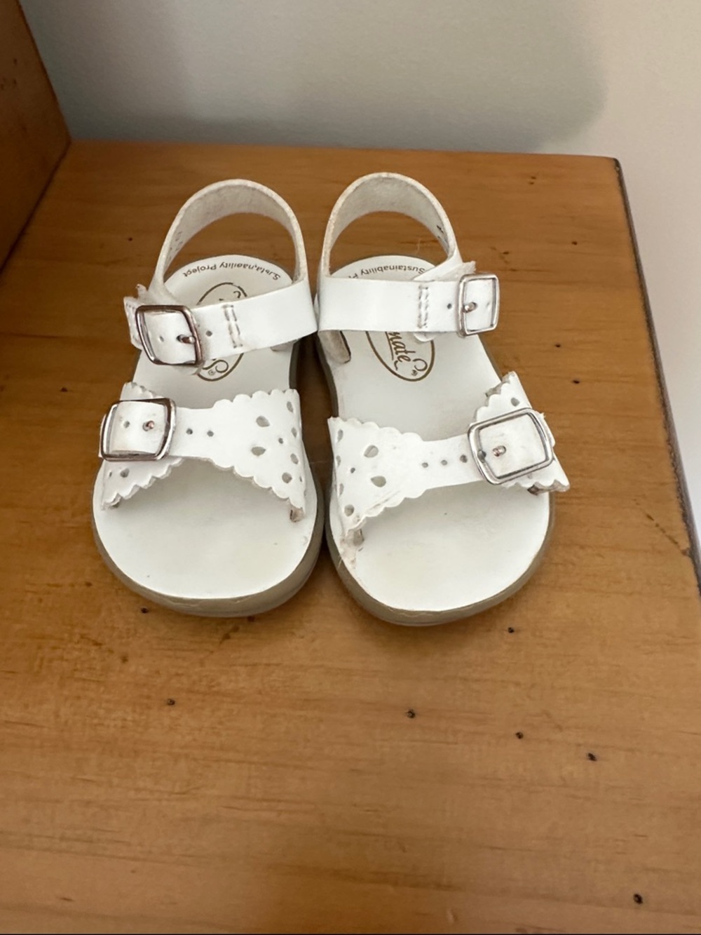 FootMates White Scalloped Double-Buckle Toddler Sandals